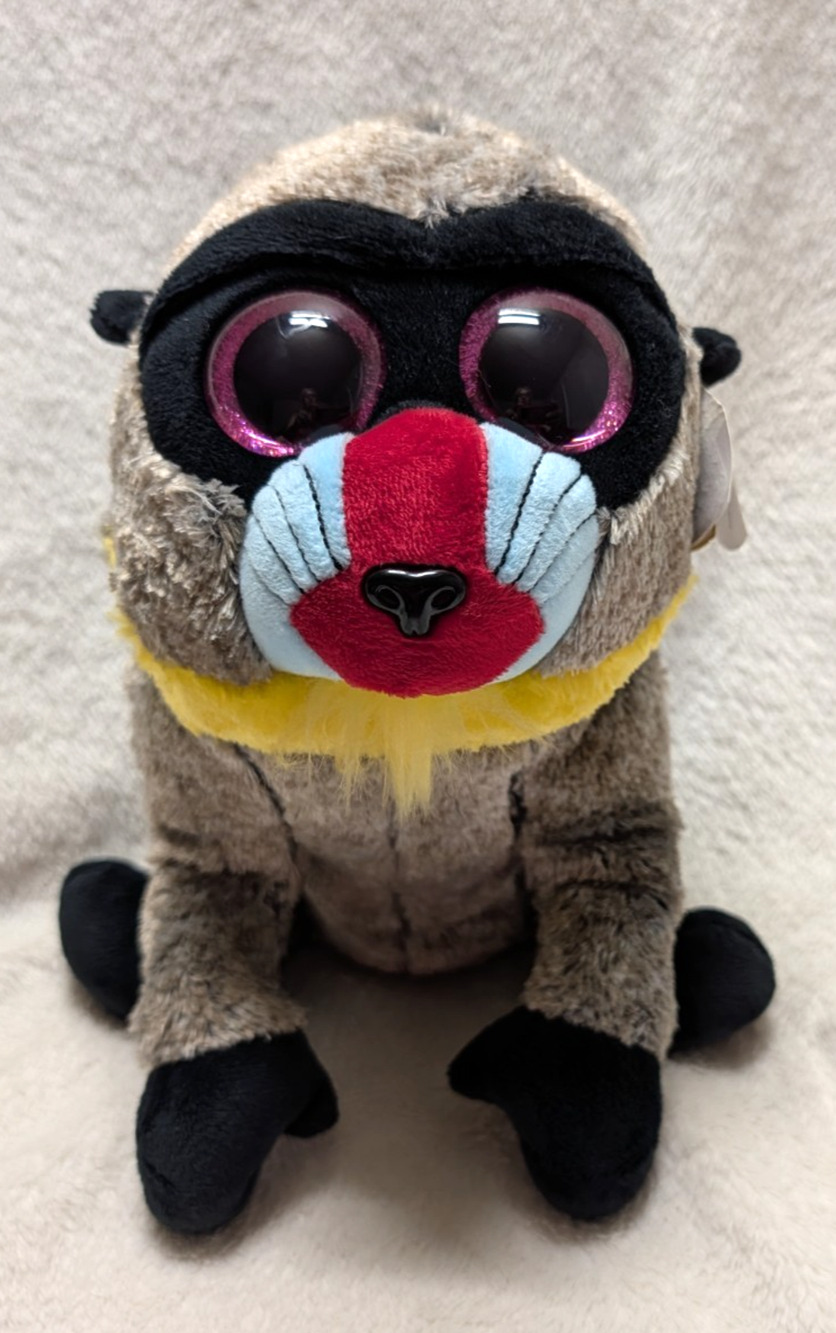 Ty Beanie Boos Plush Wasabi Mandrill Monkey Stuffed Animal Glitter Eyes 8" 2017